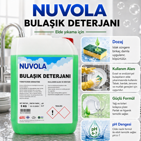 Nuvola Elde Bulaşık Deterjanı 5 Kg | Profesyonel Yağ Çözücü