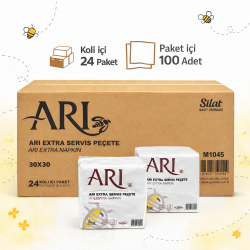 Arı Süper Kare Extra Servis Peçete 30x30 cm 24 Paket x 100 Adet (Koli İçi 2400 Adet)