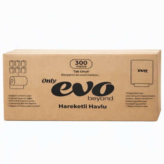 Only Evo Beyond Hareketli Havlu 300 Metre 6 Rulo Dispenser Kağıt Havlu
