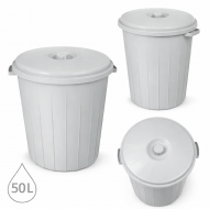 Ceymop Professional Kapaklı Çöp Kovası Battal Boy 50 Litre Gri
