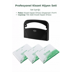 Palex Klozet Kapak Örtüsü Dispenseri Beyaz ve 3 Adet 250’li Ceymop Klozet Kapak Örtüsü Seti 