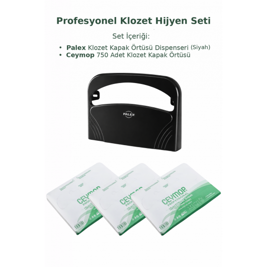 Palex Klozet Kapak Örtüsü Dispenseri Beyaz ve 3 Adet 250’li Ceymop Klozet Kapak Örtüsü Seti 
