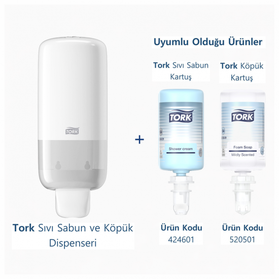 Tork Köpük  Ve Sıvı Sabun Dispenseri Beyaz 1 L Kartuş Uyumlu  561500