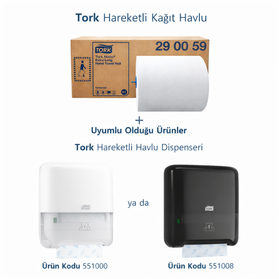 Tork Matic Hareketli Endüstriyel Kağıt Havlu 280m 6 Rulo – 290059