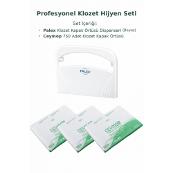 Palex Klozet Kapak Örtüsü Dispenseri Beyaz ve 3 Adet 250’li Ceymop Klozet Kapak Örtüsü Seti